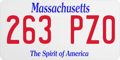 MA license plate 263PZ0