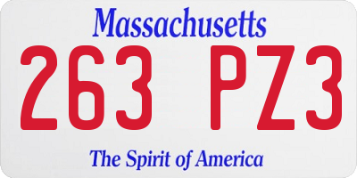 MA license plate 263PZ3