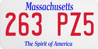 MA license plate 263PZ5