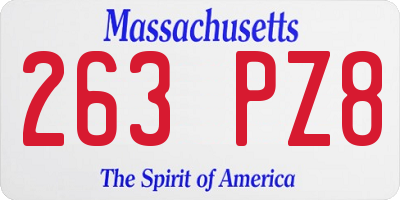 MA license plate 263PZ8