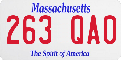 MA license plate 263QA0