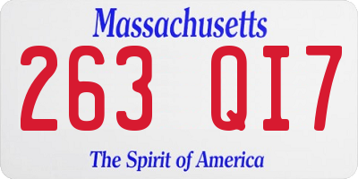 MA license plate 263QI7