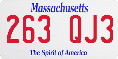 MA license plate 263QJ3