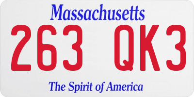 MA license plate 263QK3
