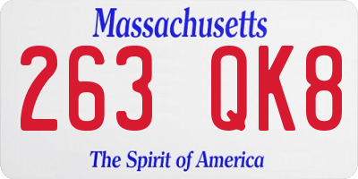 MA license plate 263QK8