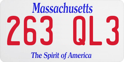 MA license plate 263QL3