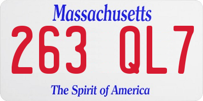 MA license plate 263QL7