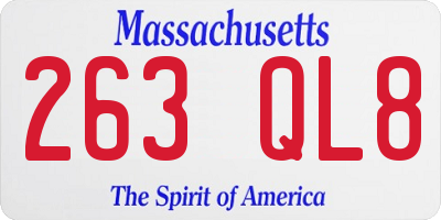 MA license plate 263QL8