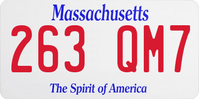 MA license plate 263QM7