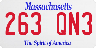 MA license plate 263QN3