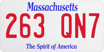 MA license plate 263QN7