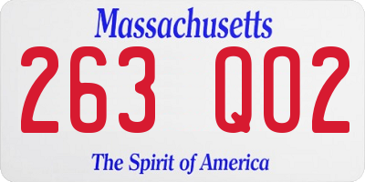 MA license plate 263QO2