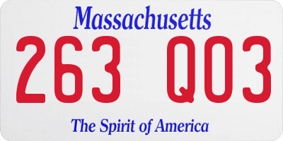 MA license plate 263QO3