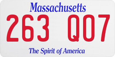 MA license plate 263QO7