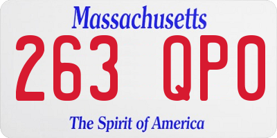 MA license plate 263QP0