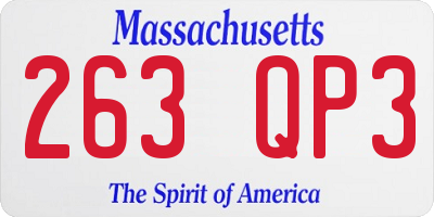 MA license plate 263QP3