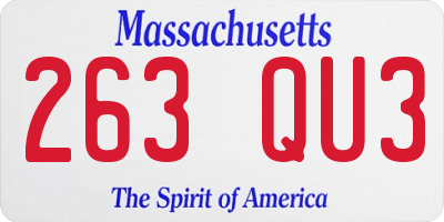 MA license plate 263QU3