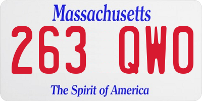 MA license plate 263QW0