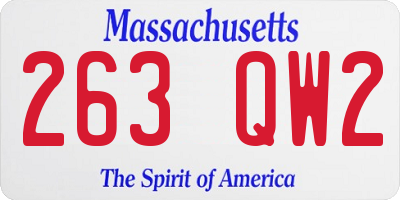 MA license plate 263QW2
