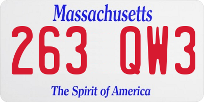 MA license plate 263QW3