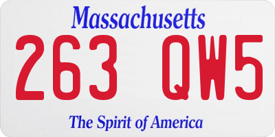 MA license plate 263QW5