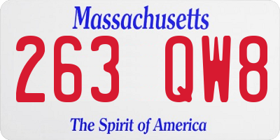 MA license plate 263QW8