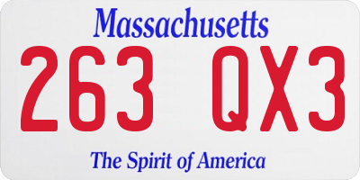 MA license plate 263QX3