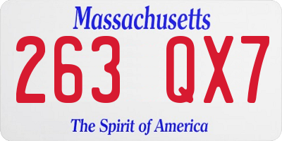 MA license plate 263QX7