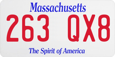 MA license plate 263QX8
