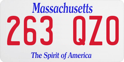 MA license plate 263QZ0