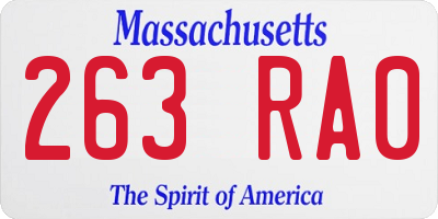 MA license plate 263RA0
