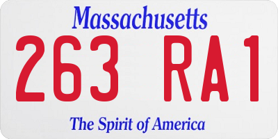 MA license plate 263RA1