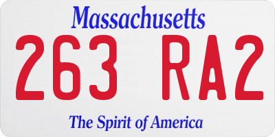 MA license plate 263RA2