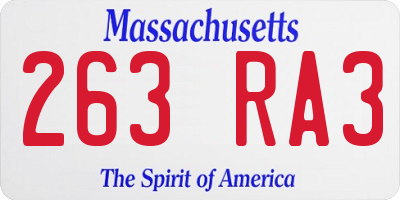 MA license plate 263RA3