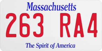 MA license plate 263RA4
