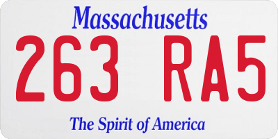 MA license plate 263RA5
