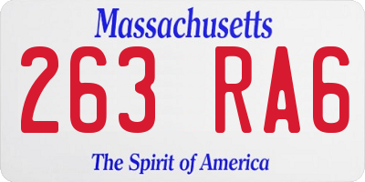 MA license plate 263RA6