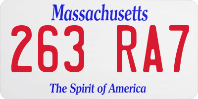 MA license plate 263RA7