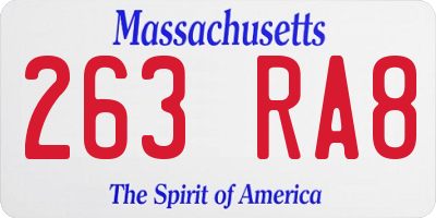 MA license plate 263RA8