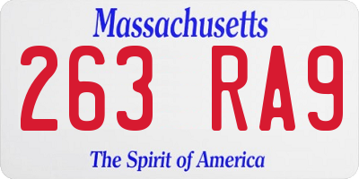 MA license plate 263RA9