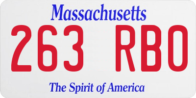 MA license plate 263RB0
