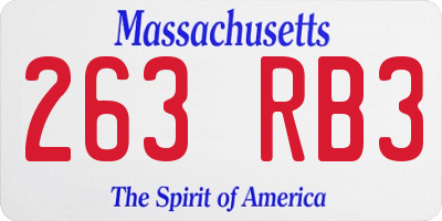 MA license plate 263RB3