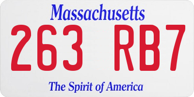 MA license plate 263RB7