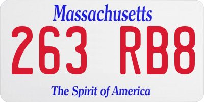 MA license plate 263RB8
