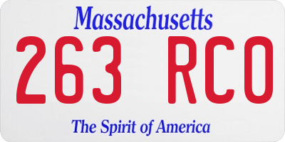 MA license plate 263RC0