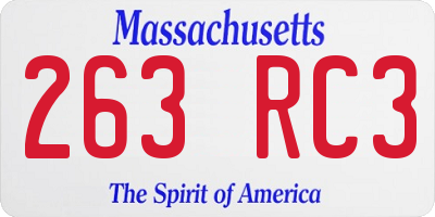 MA license plate 263RC3