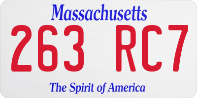 MA license plate 263RC7