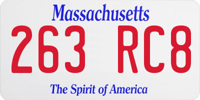 MA license plate 263RC8