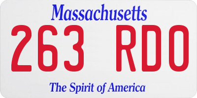 MA license plate 263RD0