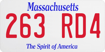 MA license plate 263RD4
